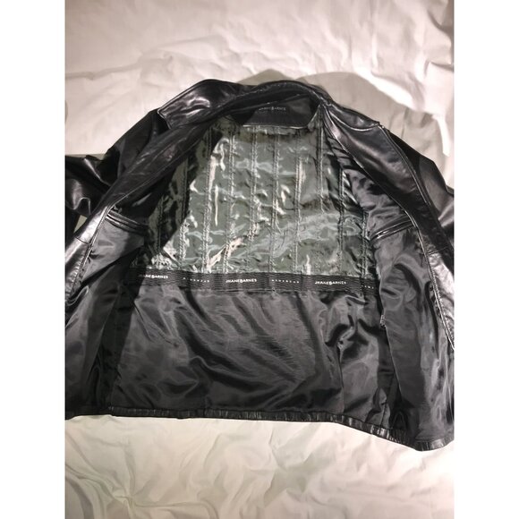 Jhane Barnes Men's Soft Black Leather Full Zip Jacket Coat - Picture 5 of 10